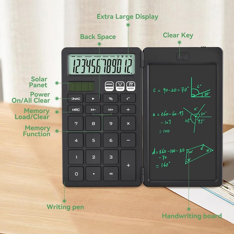 ROATEE Desk Calculator with Erasable LCD Notepad Calculators Desktop Basic Calculators for Middle School Cute Pocket Simple Calculator Office Desk Accessories Supplies Home Office Essential Big Button - Image 3